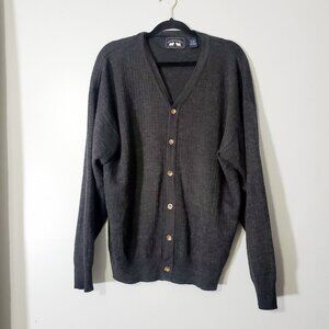 Vintage Woods & Gray Cardigan Sweater Wool Blend Coastal Grandma Wool Blend L